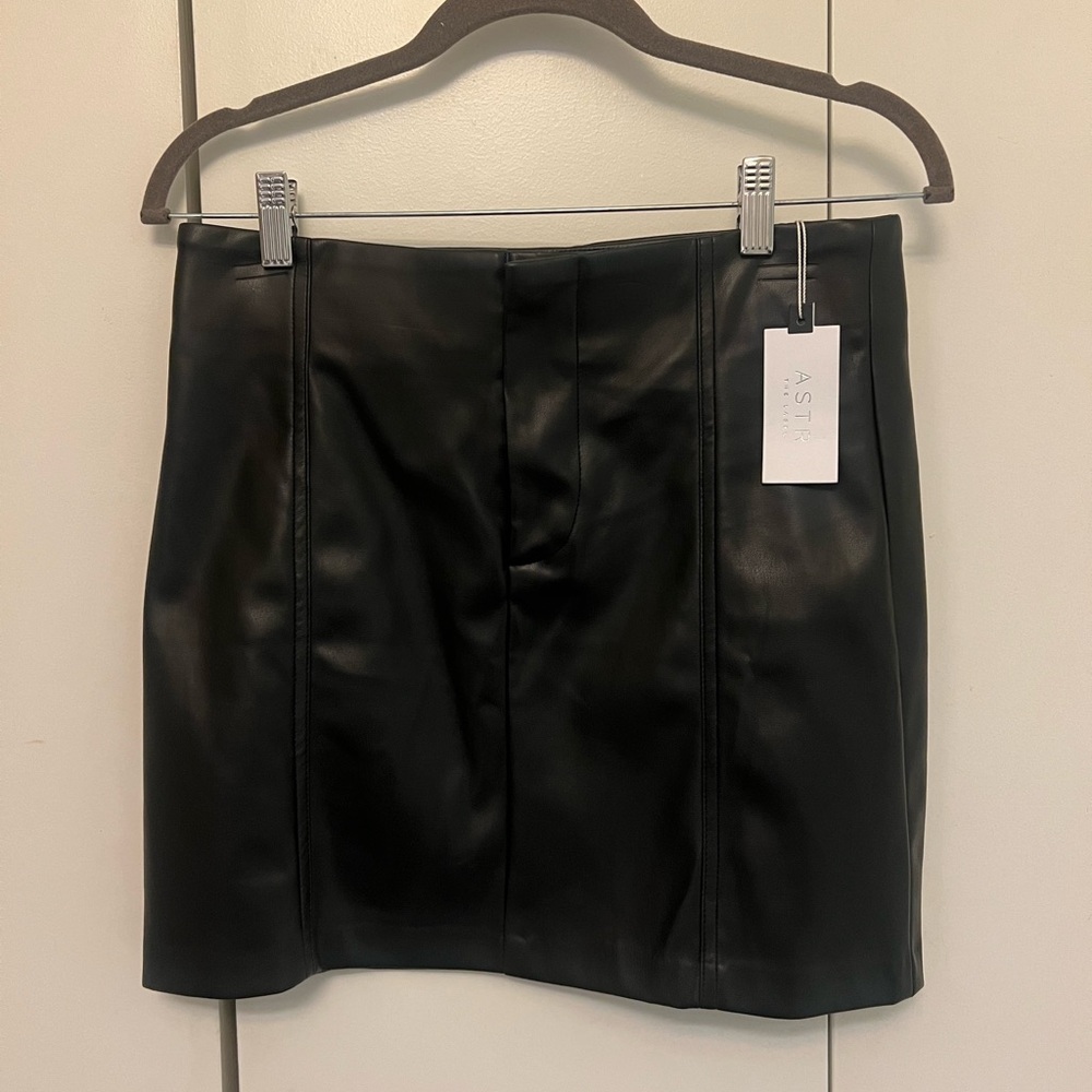 ASTR the Label, black leather mini skirt